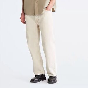 NWT Calvin Klein Standards Twisted Seam Marbled Unbleached Jeans